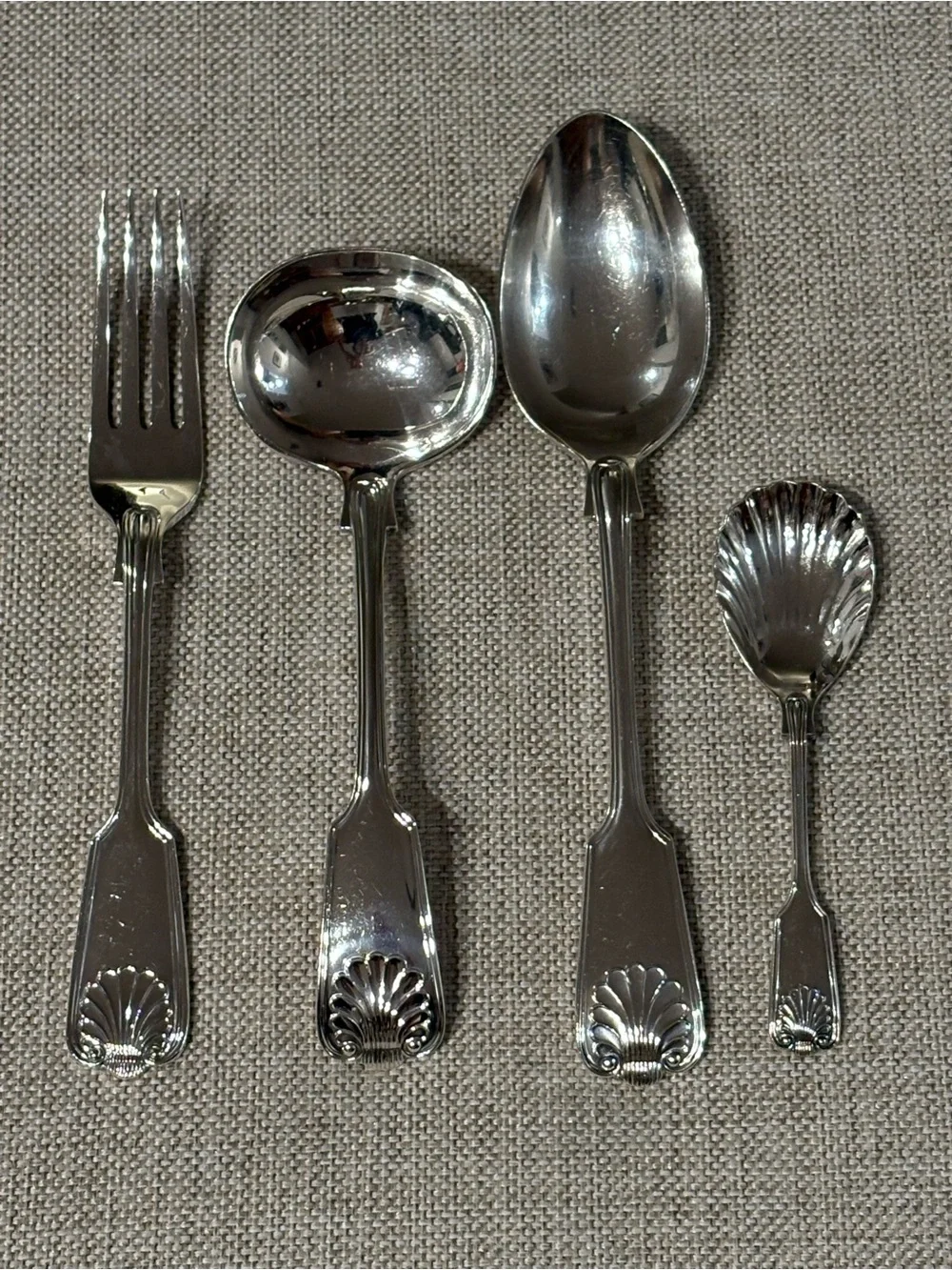 Vintage Roberts & Belk Sheffield England Shell Motif Serving Set 4 Pc